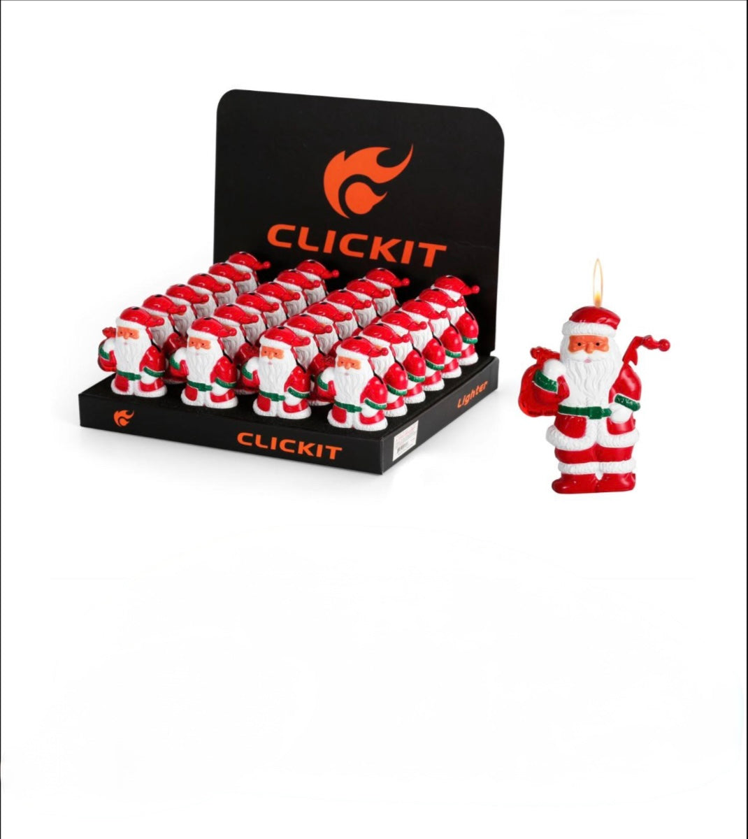 CLICKIT SANTA TORCH LIGHTER : DISPLAY OF 24