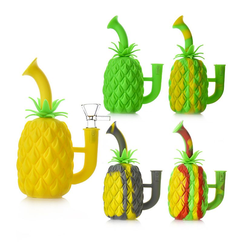 PINEAPPLE SHAPED SILICONE WATER PIPE WITH DAB TOOL AND STORAGE COINTAINER