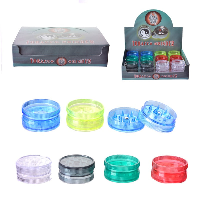 2 STAGE CLEAR PLASTIC GRINDER : DIAMETER- 30MM : 24 PK DISPLAY