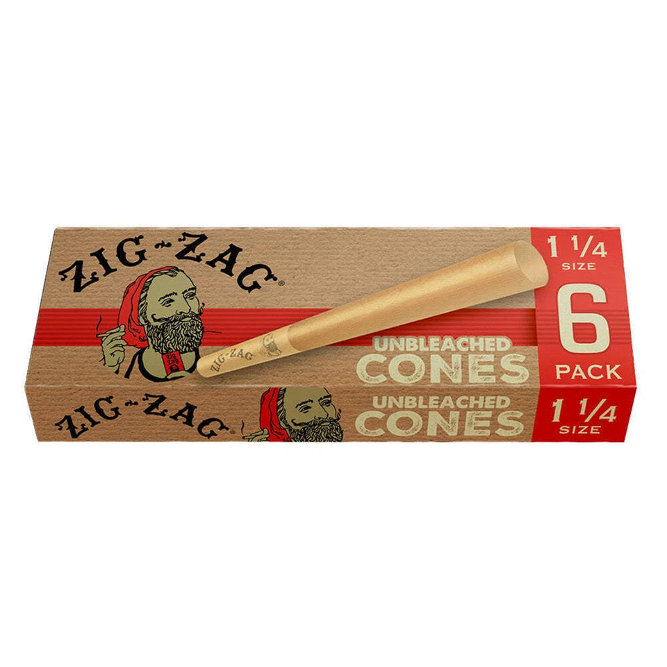 ZIG ZAG UNBLEACHED PAPER CONES - 6PK / 1 1/4