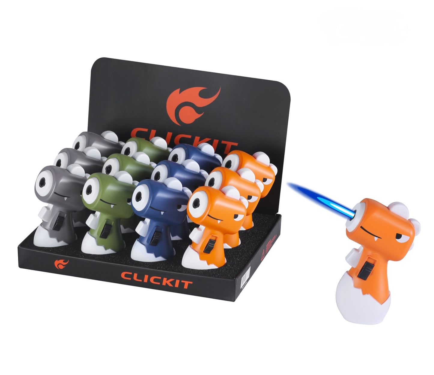 CLICKIT MINI CARTOON DINOSAUR TORCH  (12PCS/DISPLAY)
