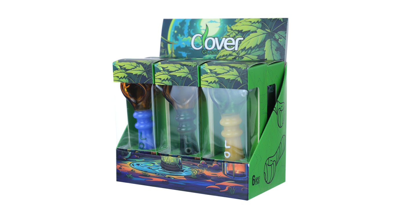 GLASS HAND PIPE DISPLAY OF 6 MIX COLORS