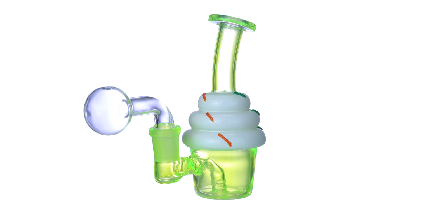 GLASS ON GLASS CUPCAKE WATERPIPE
