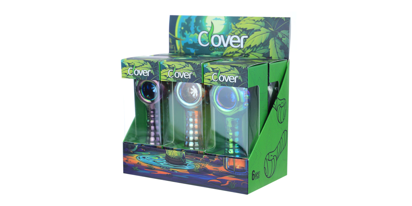 GLASS HAND PIPE DISPLAY OF 6 MIX COLORS