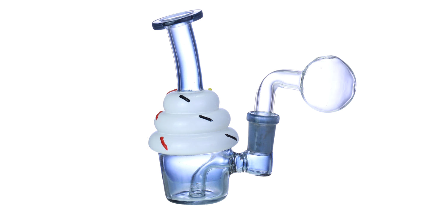 GLASS ON GLASS CUPCAKE WATERPIPE