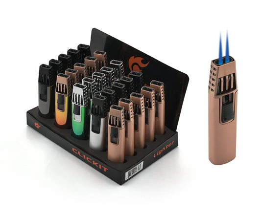 CLICKIT DOUBLE JET TORCH LIGHTER (25 PCS/BOX)