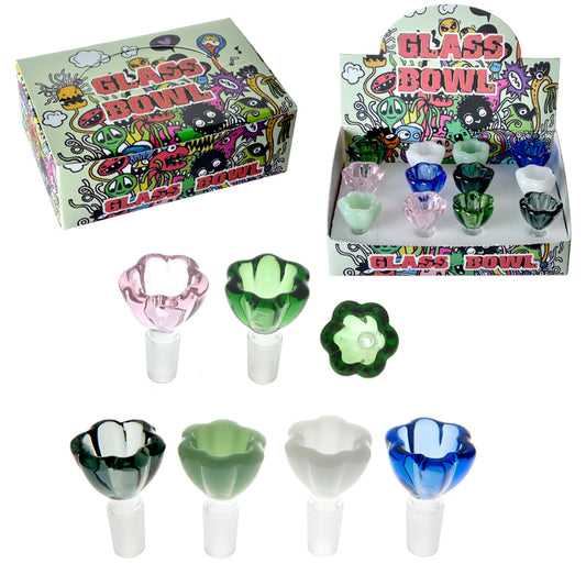 FLOWER SHAPED GLASS BOWL (DISPLAY OF 12)