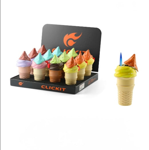 CLICKIT ICE CREAM CONE TORCH (DISPLAY OF 12)