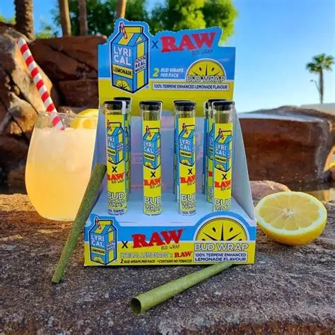 RAW X LYRICAL LEMONADE BUD WRAPS - TERP ENHANCED LEMONADE FLAVORED CONES - 12PK