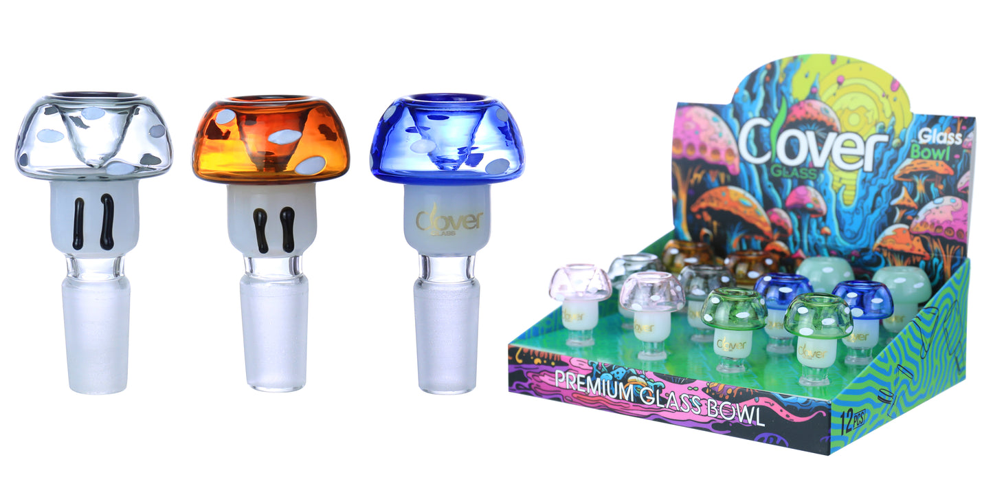 14 MM MUSHROOM GLASS BOWL - 12 PK DISPLAY
