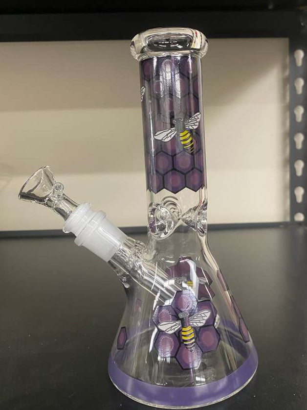 8 INCH GLASS BEAKER WITH HONEYCOMB DESIGN