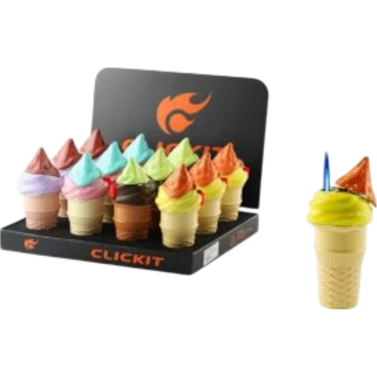 CLICKIT ICE CREAM CONE TORCH (DISPLAY OF 12)