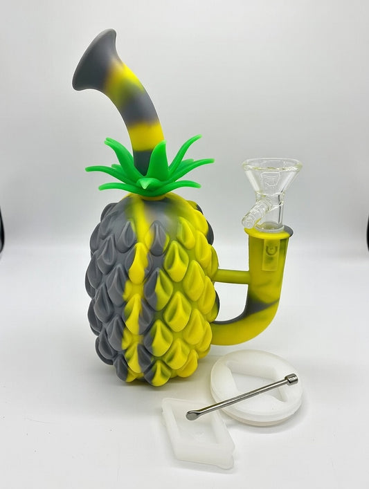 PINEAPPLE SHAPED SILICONE WATER PIPE WITH DAB TOOL AND STORAGE COINTAINER