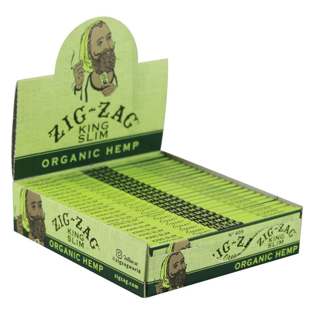 ZIG ZAG ORGANIC HEMP KING SLIM GREEN- 24 BOOKLETS
